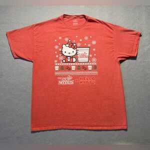 Hello Kitty x Cup Noodles T-Shirt Men’s 2XL Red Graphic Tee Sanrio Nissin